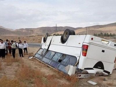 حادثه تلخ واژگونی مینی‌بوس دانش‌آموز‌ان تیزهوش